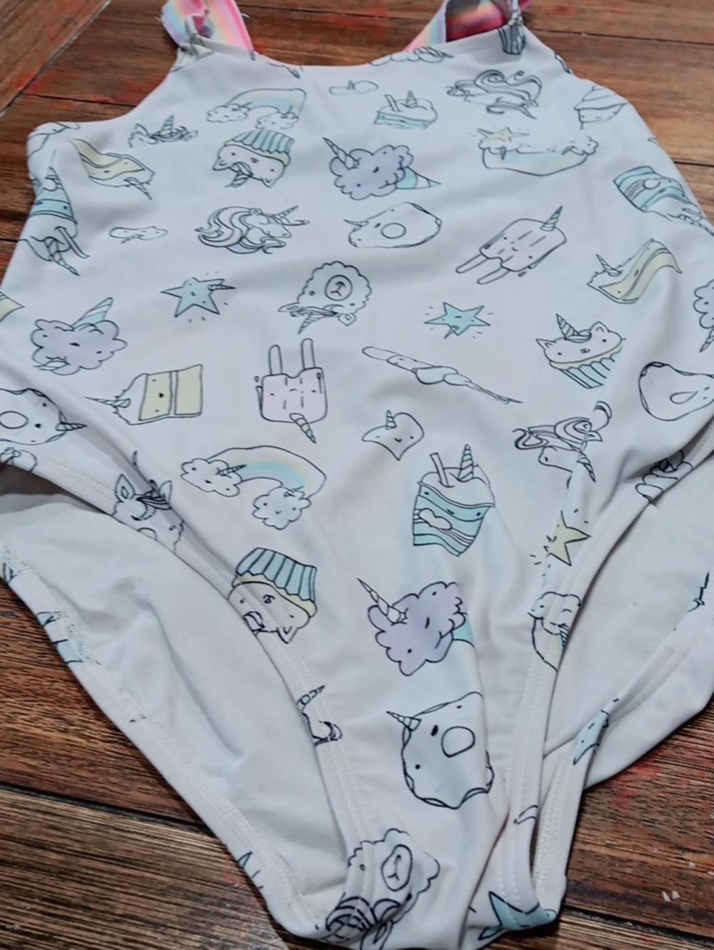 The Children's Place White Unicorn Print One-Piece Swimsuit